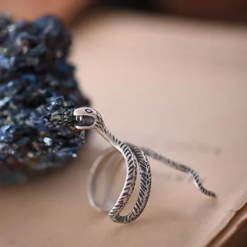 925 gryno sidabro boho derliaus gyvatė žiedai moterys vyrai puošia straipsnis atidarymo reguliuojamas gyvūnų fine jewelry punk dovanos