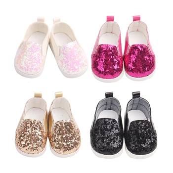 18 colių Mergaičių lėlės batai Blizga butai, suknelė, batai PU Amerikos naujagimių batų žaislai tinkami 43 cm kūdikių lėlės s164-s167