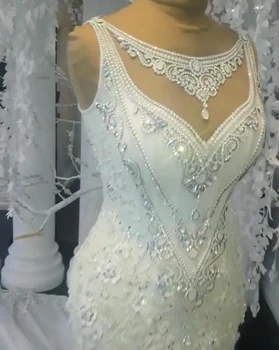 Vestido de noiva Derliaus Nuostabiu Rankovių Kristalų Vestuvių Suknelė 2019 Undinė Vestuvinės Suknelės Parduoti