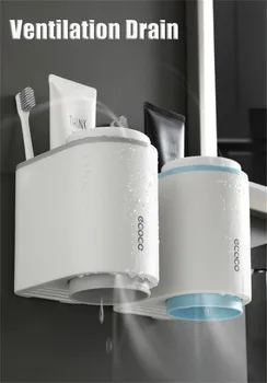 Kūrybos magnetinio dantų šepetėlį stovas prie sienos kabinti su 2 puodeliai buitinių dantų pasta razor rack storage vonios aksesuarų rinkinys