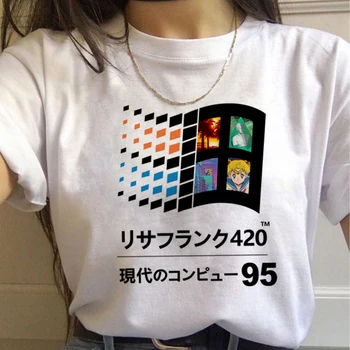 Vasaros Estetinės 90-ųjų Mados T Marškinėliai Moterims Harajuku Ullzang T-shirts Grafinis Juokingas Animacinių filmų Marškinėlius Streetwear Viršuje Tees
