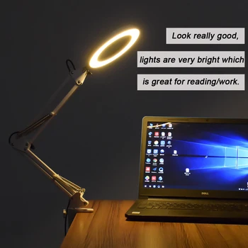Toolour USB 5X Didinamojo Stiklo, 3 Spalvų LED Apšviesti Veidrodėliai Didinamojo stiklo Stalo Spaustukas Skaityti Litavimo Loupe Trečioji Ranka Įrankis