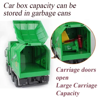 1:12 vaikų higieninių šiukšlių, sunkvežimių žaislas modeliavimas inercijos inžinerijos valymo automobilio modelį platinimo trys šiukšliadėžės