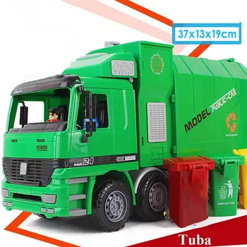 1:12 vaikų higieninių šiukšlių, sunkvežimių žaislas modeliavimas inercijos inžinerijos valymo automobilio modelį platinimo trys šiukšliadėžės
