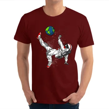 Kosmoso Astronautas Futbolo Mielas Žmogus Topai Marškinėliai Europoje Tshirts Medvilnės, Trumpomis Rankovėmis Atspausdintas Tee Marškinėliai Apvalios Kaklo Nemokamas Pristatymas