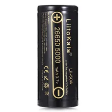 2VNT Liitokala 26650-50a 5000 mah 26650 li-ion, 3,7 v baterija recargable para la linterna 20a