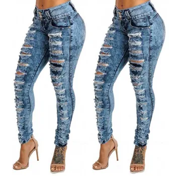 Aukštos Juosmens Džinsai Moterims Moteriški 2019 Ripped Jeans Skylių Broeken Moteris Jean Taille Haute Femme Liesas Combinaison Jean Femme Džinsinio Audinio