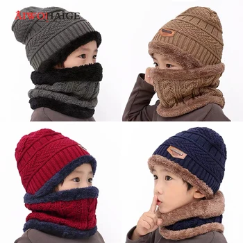 2019 Vaikų skrybėlę vilnos ir vilnos kūdikių rudenį ir žiemą, ausų apsaugos šiltas skrybėlę, šaliką dvi vyrų ir mergaičių mados skara