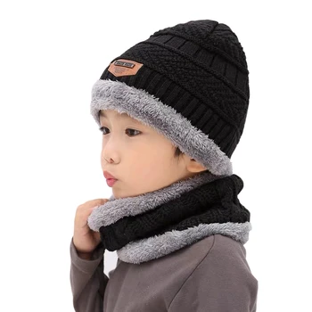 2019 Vaikų skrybėlę vilnos ir vilnos kūdikių rudenį ir žiemą, ausų apsaugos šiltas skrybėlę, šaliką dvi vyrų ir mergaičių mados skara