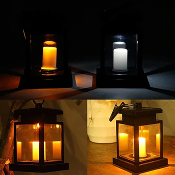 Rainproof LED Saulės Sodas Šviesos Flameless Žvakė Kabinti Lauko Žibinto Lemputė