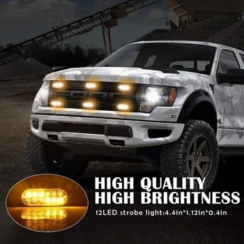2/4pcs 12LED strobe automobilių lengvųjų Sunkvežimių Pavojų Saugos Skubiai Ligh 36w skyriuje-ultra plonas šoninės šviesos žėrintis automobilių įspėjamoji lemputė