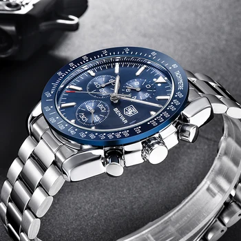 Plieno, kvarcas vyrų laikrodžiai BENYAR prabangos prekės sporto vandeniui laikrodžiai vyrų mados chronograph verslo vyrų Relogio Masculino