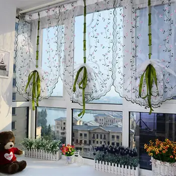 Modernus Gėlių Tiulio Lango Gydymo Vien Užuolaidų svetainė, Miegamasis, Virtuvė, Panel Užuolaidos Ir Žaliuzės 80*100cm