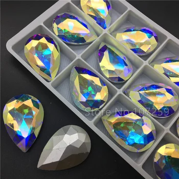 Naujas Crystal AB AŠAROS Stiklo Kristalų PAŽYMĖJO ATGAL, Cirkonio 10x14,13x18,18x25,20x30,30x40mm Suknelė akmens Lašas
