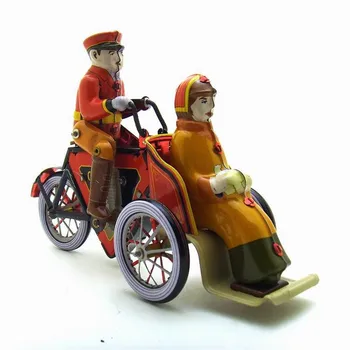 Vintage Retro Žmogaus triratis Alavo žaislai Klasikinis Prisukamas Vėjo Iki triratis Alavo Žaislas Suaugusiems, Vaikams, Kolekcines Dovana