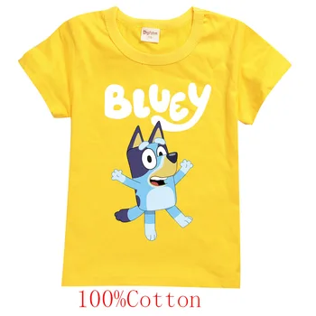 Trumpas rankovės Mergina T-shirt Animacinių filmų bluey Mergina Marškinėliai Vaikams Viršų Mados Mergaičių Anime Drabužiai, vaikams drabužiai