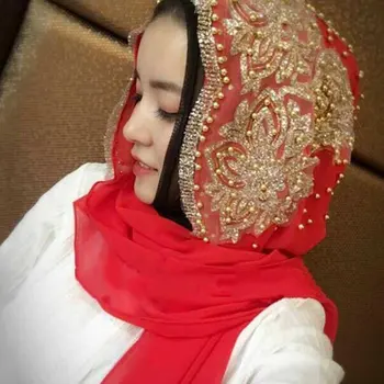 Šifono Zawalcowany Hijabs Ponios 2020 Temperamentas Musulmonų Derliaus Etninės Stiliaus 170*70CM Gryna Spalva Kratinys Skaros Lankelis Šalikas