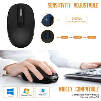 USB Belaidės pelės kompiuterio pelės 1600DPI reguliuojamas optinė Pelė, Ergonomiškas Pelės silent mouse belaidė mause, Skirtą 