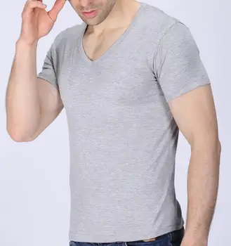 Vasaros vyriški trumparankoviai plonas V-kaklo laisvi marškinėliai Plius Dydis yt890