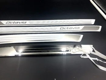 Už Skoda Octavia A5 A7 2007-2012 M. 2013 m. m. m. 2016 Automobilių reikmenys, Automobilių stiliaus Nerūdijančio plieno Durų Slenksčio nusitrinti Plokštė