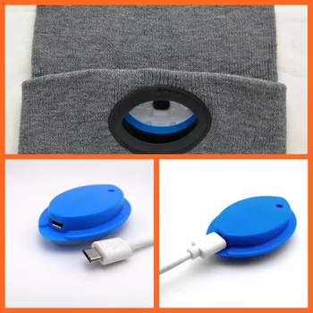 USB Įkrovimo 6 LED Žibintai Megzti Skrybėlę Šviesos Kempingas Žvejybos Veikia laisvų Rankų Žibintuvėlis Mezgimo Kepurė Apšvietimo Žibintas