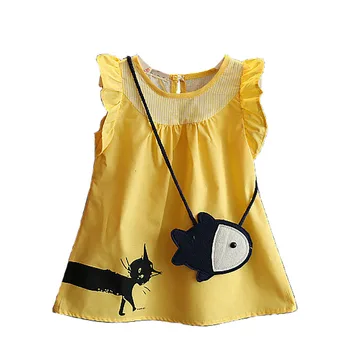Vasaros Vaikai, Mergaitės Suknelė Kačių Gaudyti Žuvis Maišelį Animacinių filmų Prekės Vaikams Suknelė be Rankovių atsitiktinis mergina kostiumas šalis apranga Kūdikių BC1170