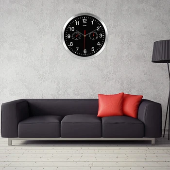 32cm Silent Sieninis Metalinis Laikrodis Termometras su Drėgmėmačiu Ramioje Valyti Judėjimo Nėra-tiksi Namų Meno Dekoro