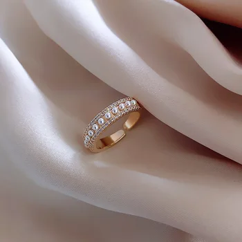 2020 Korėjos Naujas Mados Perlų Žiedas Atidarymo Žiedas Temperamentas Paprasta Rodomojo Piršto Žiedą Moterų Pokylių Papuošalai