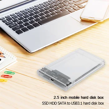 USB 3.1 Tipas-C Mobiliojo Kietojo disko Disko Dėžutė Parama 8 TB Skaidrus 2.5 colių SATA HDD SSD Išorės Talpyklos Atveju Nešiojamas KOMPIUTERIS