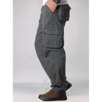 Vyriški Krovinių Pants Mens Atsitiktinis Multi Kišenės Karinės Taktinės Kelnės Vyrams Outwear Armijos Tiesios kelnės Ilgos Kelnės Didelis dydis 44