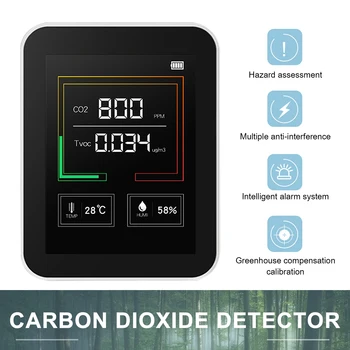 CO2 Jutiklis Metrų Koncentracija Stebėti Namų Automobilinis USB Maitinimo Baterijos Anglies Dioksido TVOC Househeld Oro Kokybės Analizatorių Testeris