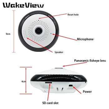 WakeView Visą vaizdą, WIFI 360 Laipsnių Dviejų krypčių garso Panoraminis 1.3 MP/2MP/3MP Fisheye Belaidžio Smart IP Kameros palaikymo 128g app ICSEE