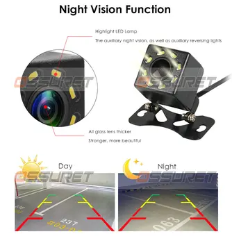 NAUJI Aukštos raiškos Automobilio Galinio vaizdo Kamera 8 LED Naktinio Matymo Atbulinės eigos Auto Stovėjimo Stebėti CCD Vandeniui 170 Laipsnių HD Vaizdo