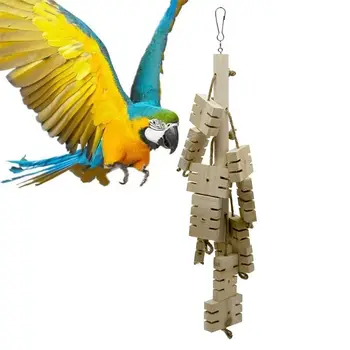 Medinis Paukštis Kramtyti Žaislą, Spalvinga Kabinti Medienos Kramtyti Blokus, Natūralaus Medžio Briketai