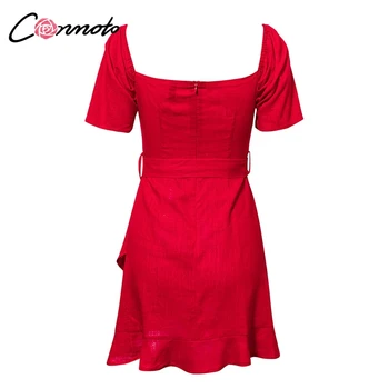 Conmoto Sexy Trumpi Moterų Šalis Suknelės Wrap Seksualus Feminino Suknelės Tvirtą Raudona Retro Vasaros Paplūdimio 2019 Mini Suknelė Vestidos