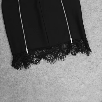 DEIVE TEGER Madinga Long Sleeve Lace Black Tvarstis Rudenį, Žiemą Mini Suknelė Moterims Vestidos Vakare Šalies Atsitiktinis Suknelės 8393