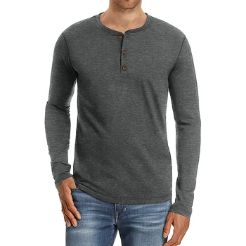 2020 M. Pagrindinis Marškinėliai Vyrams, Ilgomis Rankovėmis Marškinėliai Komforto Minkšta Atsitiktinis Henley Marškinėliai Su 3 Mygtukų Verslo Viršų Tee