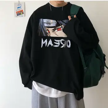 Punk streetwear marškinėlius moterims marškinėliai Naruto ilgomis rankovėmis vyriški t-shirt korėjos rudens prarasti striukė Honkongo striukė Uchiha Itachi