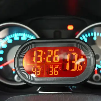 Karšto Pardavimas Automobilių Įtampos Skaitmeninio Monitoriaus Gabaritai Baterija Laikrodis-Žadintuvas, LCD Temperatūros Thermeter Auto atsarginės Dalys