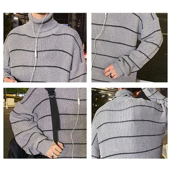 XILAIYU Rudens/žiemos aukštos apykaklės megztinis vyrams/moterims Streetwear Harajuku prarasti pora universalus juostele dugnu mėgėjams Trikotažas