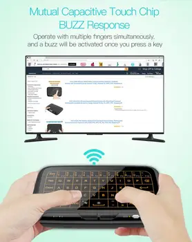 Mini Keyboard 2,4 GHz H18+ Belaidė Klaviatūra Reguliuojamas Apšvietimas Touchpad Usb 