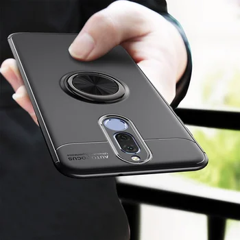 Atveju, Huawei Mate 10 lite Galinį Dangtelį Nova 2i atveju piršto žiedas, stovas laikiklis magnetas Minkštas atveju 