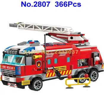 366pcs miesto priešgaisrinės gelbėjimo priemonės sunkvežimių apšviesti 3 blokai Žaislas