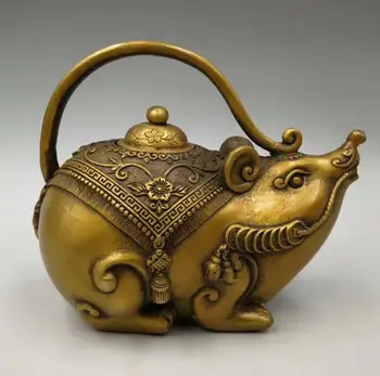 Kinijos gryno žalvario zodiako pelės monetos arbatinukas