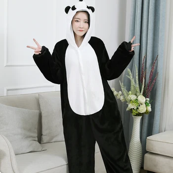 3D Panda vientisas Pijama Onesies Suaugusiems Gyvūnų Pižama Vyrams Kigurumi Moterų Animacinių filmų Kostiumas Sleepwear Helovyno Cosplay Kostiumas
