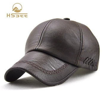 HSSEE aukštos kokybės PU žvejybos hat retro mados rudens ir žiemos vyrų beisbolo kepuraitę oda šilta rudens vyriški aksesuarai