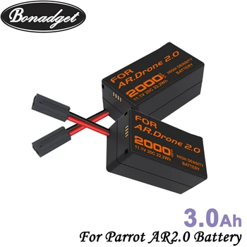 Bonadget 2piece 3000mAh 11.1 V Bateriją Parrot AR.Drone2.0 AR2.0 Baterija UAV Nepilotuojami Kontrolės Orlaivio Baterijos