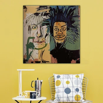 Citon Jean Michel Basquiat《Menininkas & Andy Warholas》Grafiti Meno Drobė, Aliejus, Tapyba, Dekoratyvinės Nuotrauką Sienų Dekoras Namų Puošybai