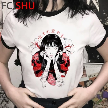 Vyras Manga Junji Ito T Shirts Shintaro Kago Mergina Tees Marškinėliai Viršuje Dizaino Estetikos Japonų Anime Shirt Grafikos Hip-Hop Tees Vyras