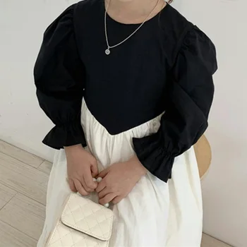 Mergaitėms ilgomis Rankovėmis Kratinys Suknelė 2020 M. Pavasarį, Rudenį, Vaikai korėjos Dizaino Suknelės Vaikams, Suknelės Bamblys Drabužius 2-7Y